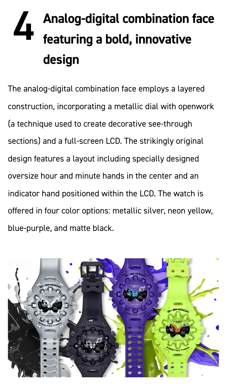 Casio G-SHOCK GA-V01 Series GAV01A-8A in translucent silver-gray – sleek sculpted case, metallic dial, Shock Release Hand tech, 200m water resistance, and 10-year battery life.