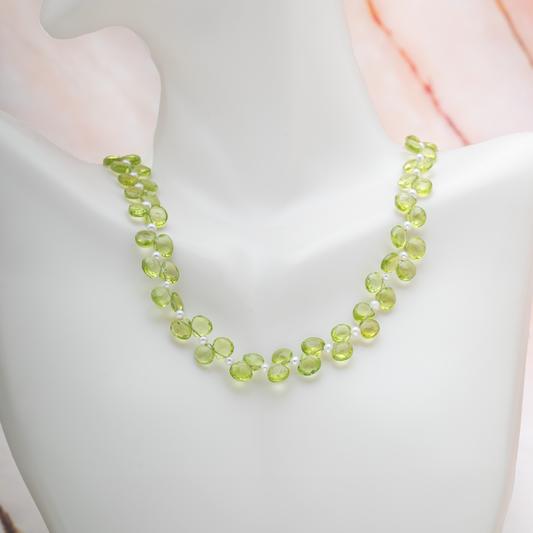 Peridot Pearl Necklace w/14K Yellow Gold