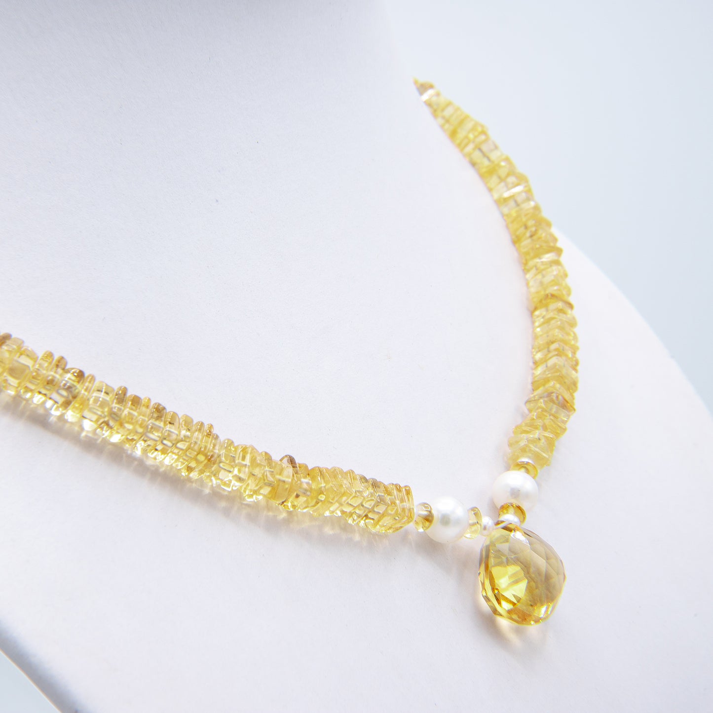 Citrine Pearl Necklace w/14KT Yellow Gold