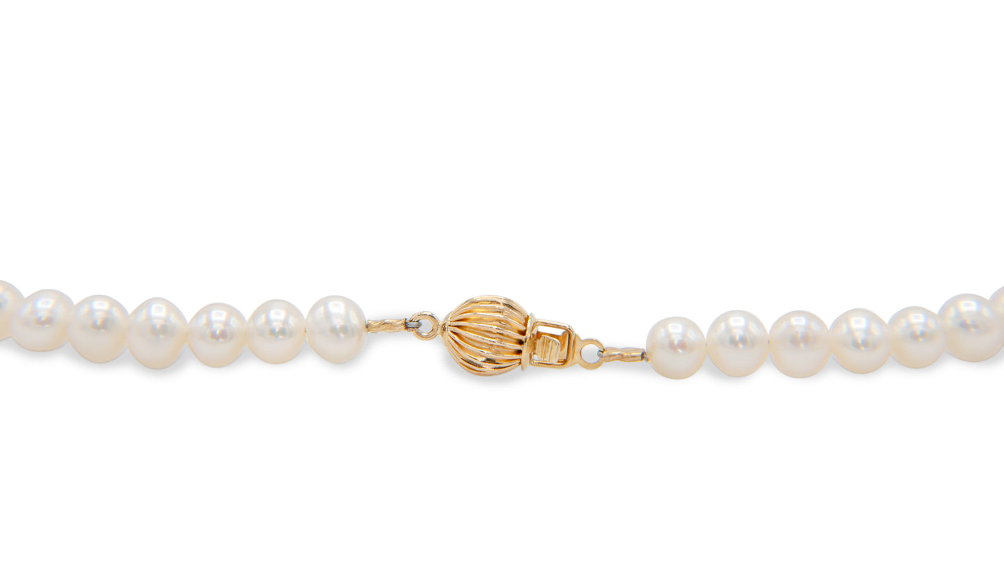 Blue Topaz Pearl Necklace w/14K Yellow Gold