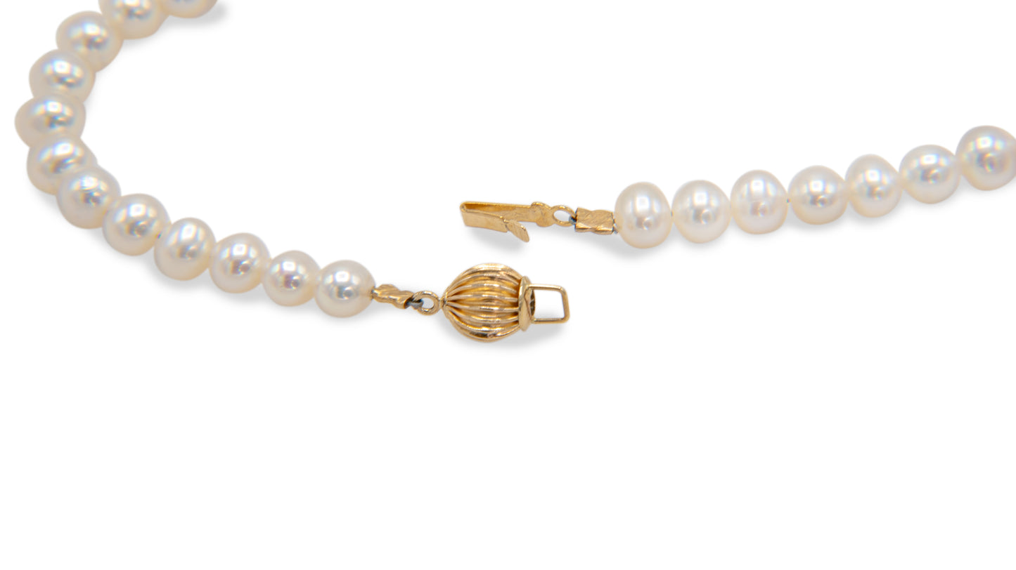 Blue Topaz Pearl Necklace w/14K Yellow Gold