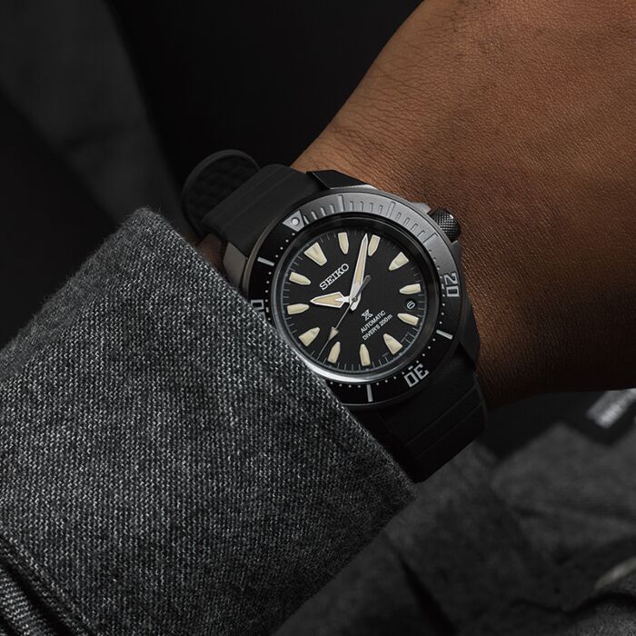 Seiko Prospex SRPL15 Diver’s Watch - 41.7mm Black Hard-Coated Stainless Steel, Black Dial with Gold Accents, 200m Water Resistance, Automatic 4R35 Movement