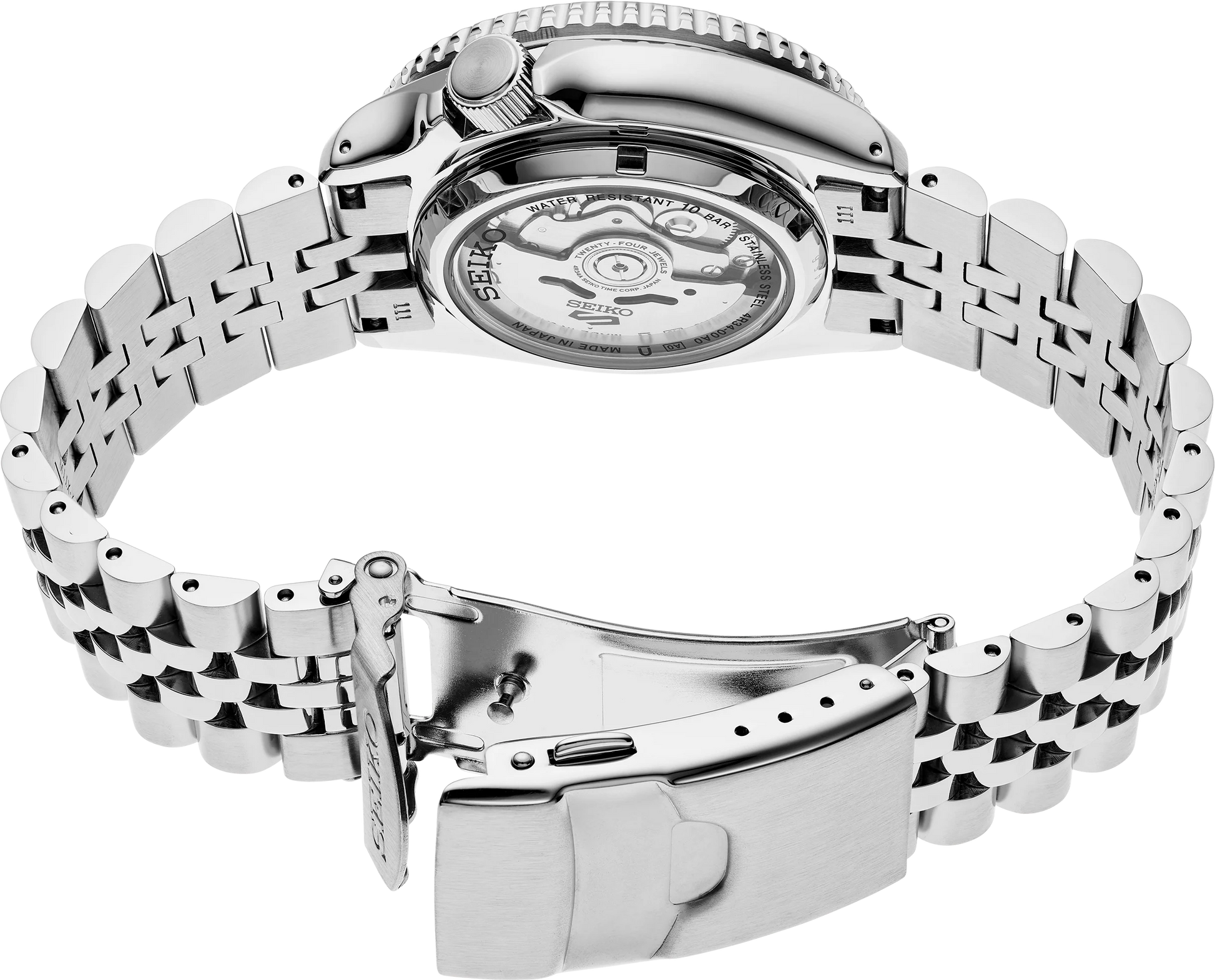 Silver watch with a metal bracelet on a white background