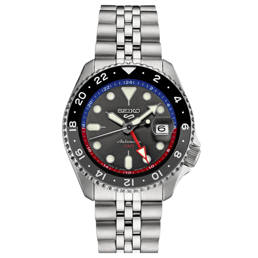 Seiko watch with a silver bracelet on a white background