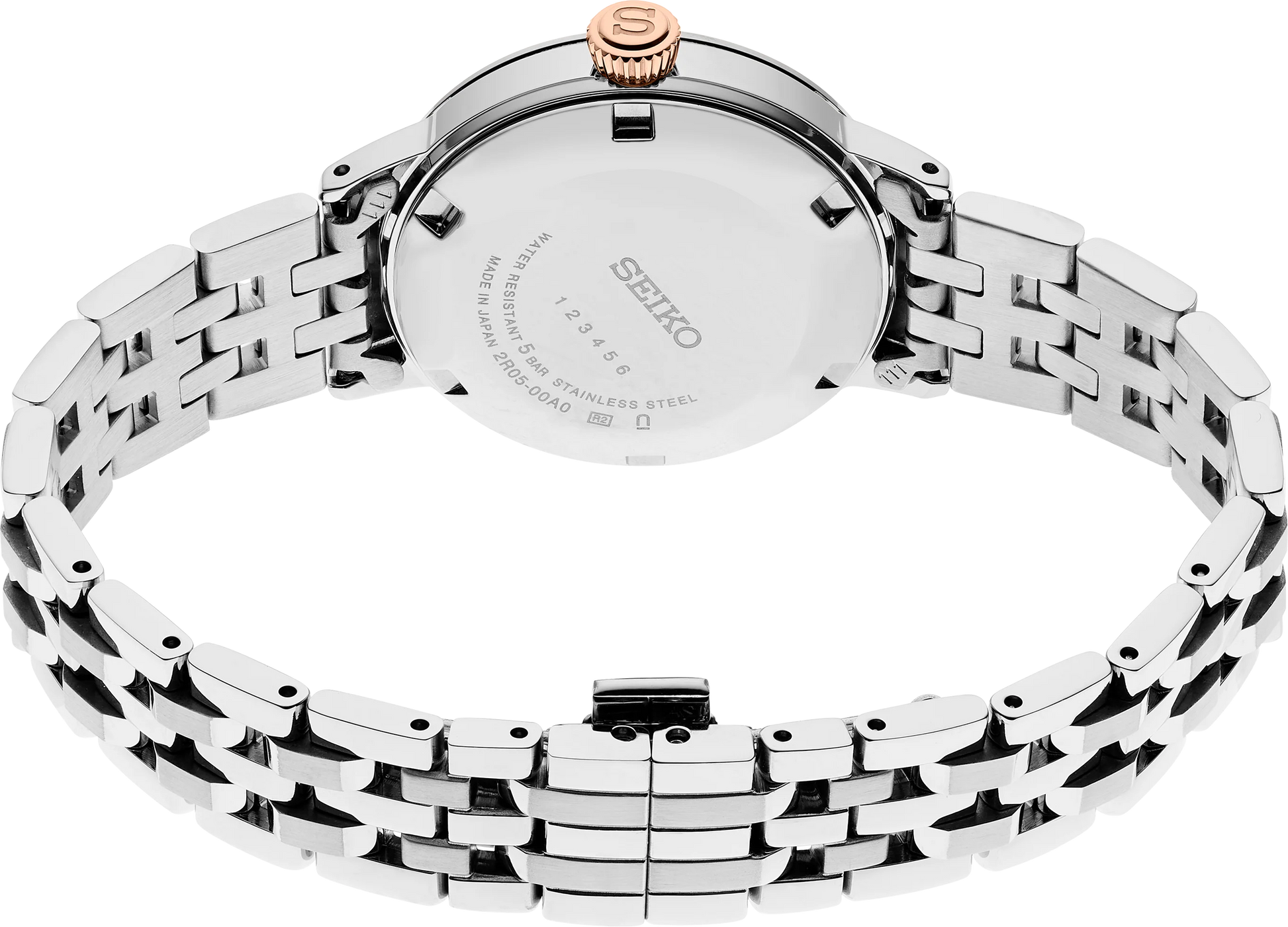 Seiko Presage SRE009 - 30.3mm Stainless Steel Cocktail Time Watch, White Dial with 8 Diamonds, Rose Gold-Tone Markers, 50m Water Resistance, Automatic Movement