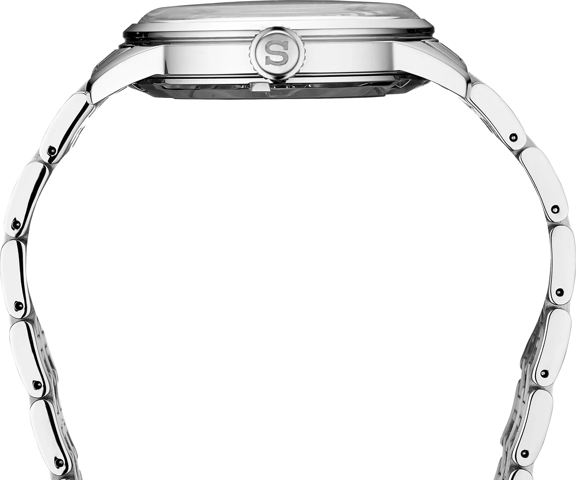 SEIKO SRPB77 Presage Cocktail Time – silver dial with pressed pattern and gloss finish, blue hands, stainless steel case and bracelet, automatic movement, and 50m water resistance.