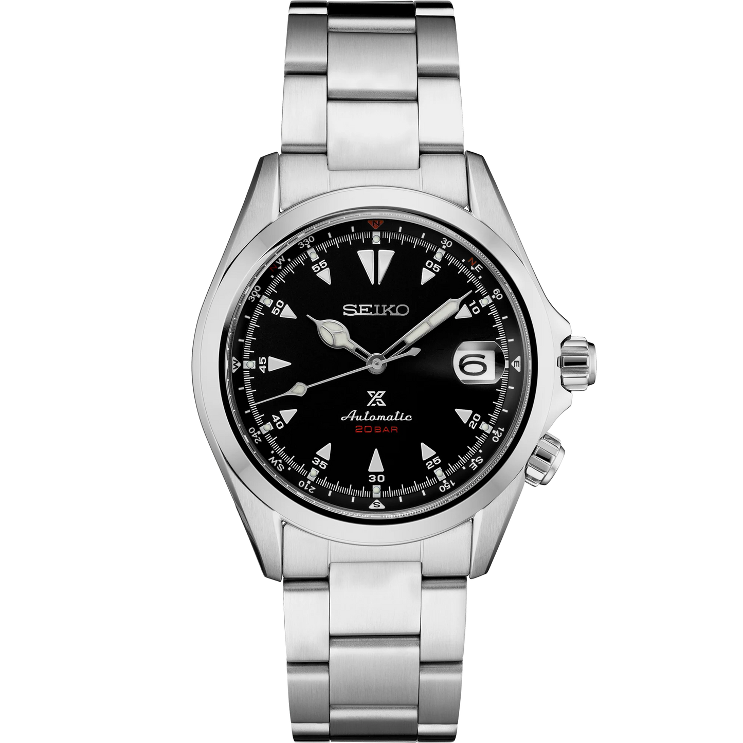 Seiko Prospex SPB117 - 39.5mm Stainless Steel Alpinist Watch, Black Dial, Inner Compass Bezel, 200m Water Resistance, Automatic 6R35 Movement
