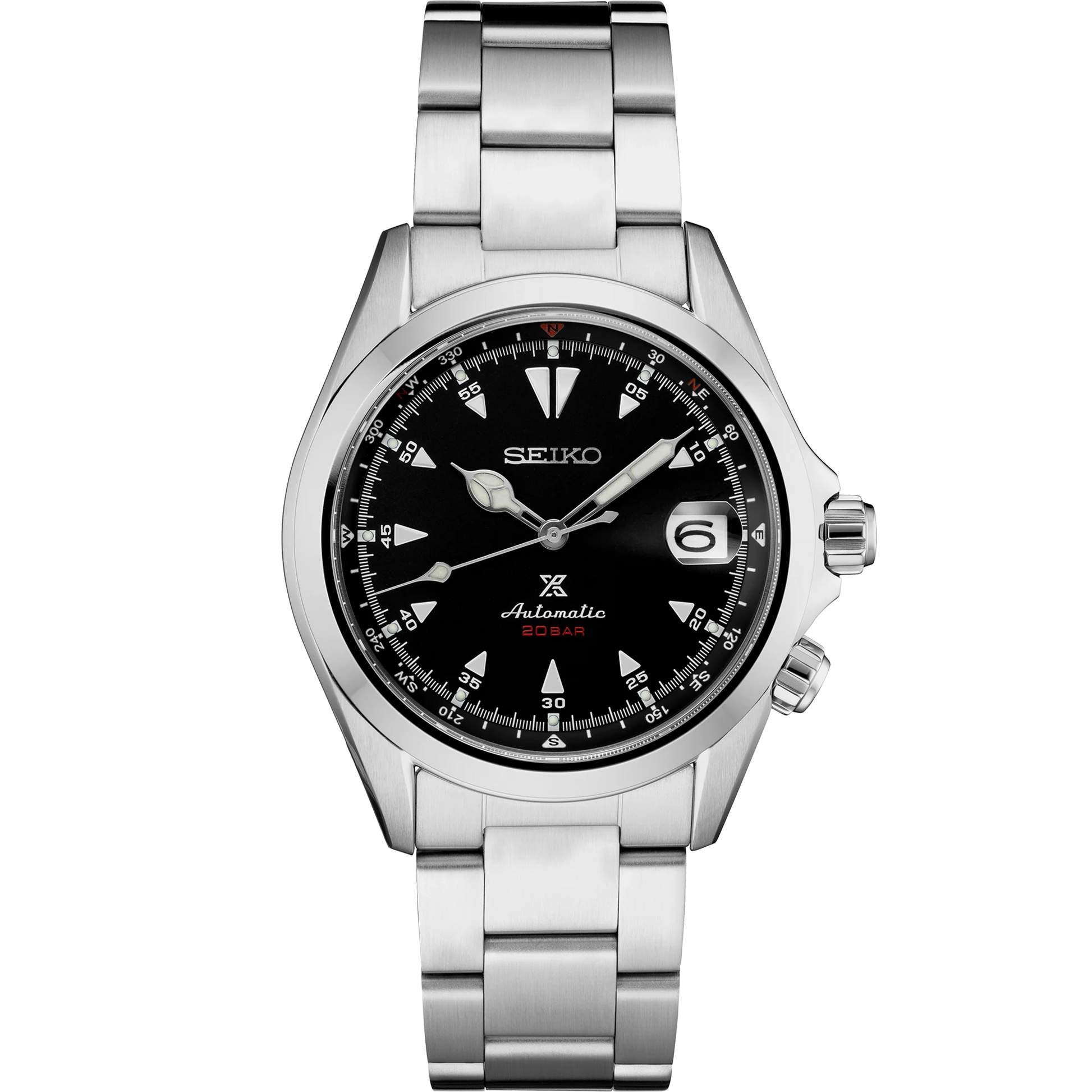 Seiko Prospex SPB117 - 39.5mm Stainless Steel Alpinist Watch, Black Dial, Inner Compass Bezel, 200m Water Resistance, Automatic 6R35 Movement