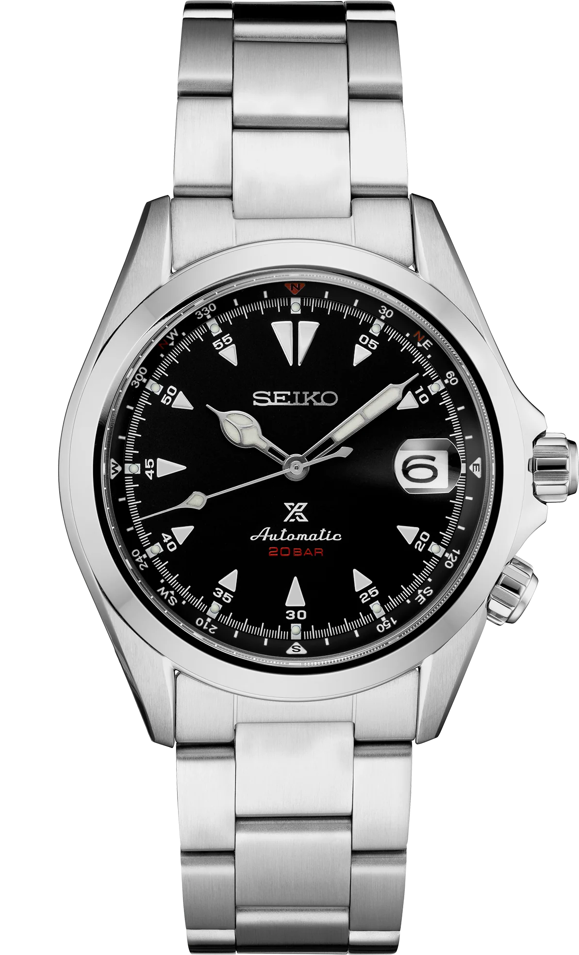 Seiko Prospex SPB117 - 39.5mm Stainless Steel Alpinist Watch, Black Dial, Inner Compass Bezel, 200m Water Resistance, Automatic 6R35 Movement