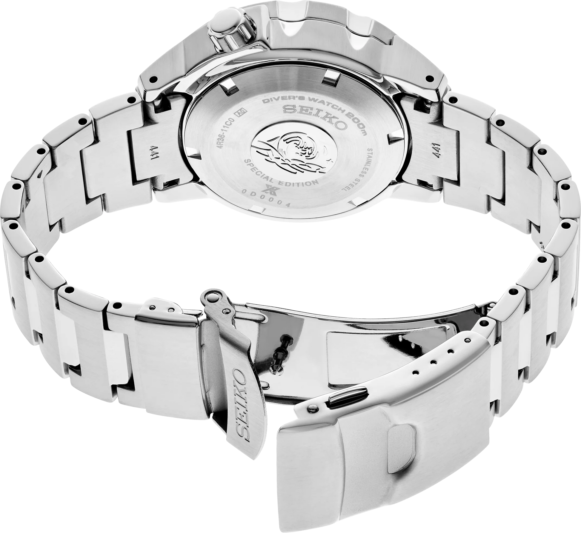 SEIKO Prospex SRPG57 Special Edition automatic diver’s watch with light blue Antarctic-inspired textured dial, stainless steel case and bracelet, rotating dive bezel, magnified day-date display, and 200m water resistance.