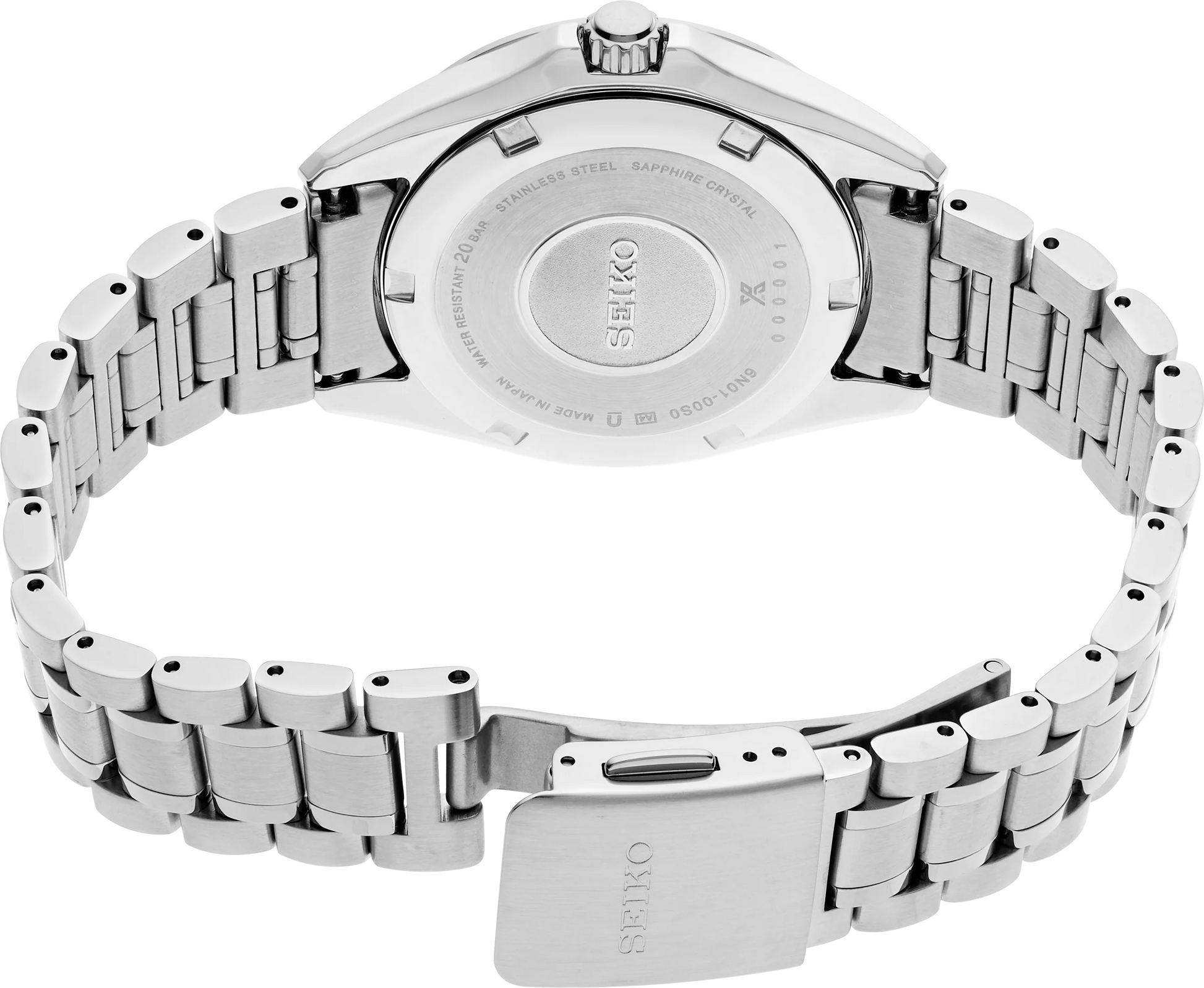 SEIKO Prospex SUR607 Sea Series – 34mm stainless steel case, light blue mother-of-pearl dial, curved sapphire crystal, quartz movement, and 200m water resistance.