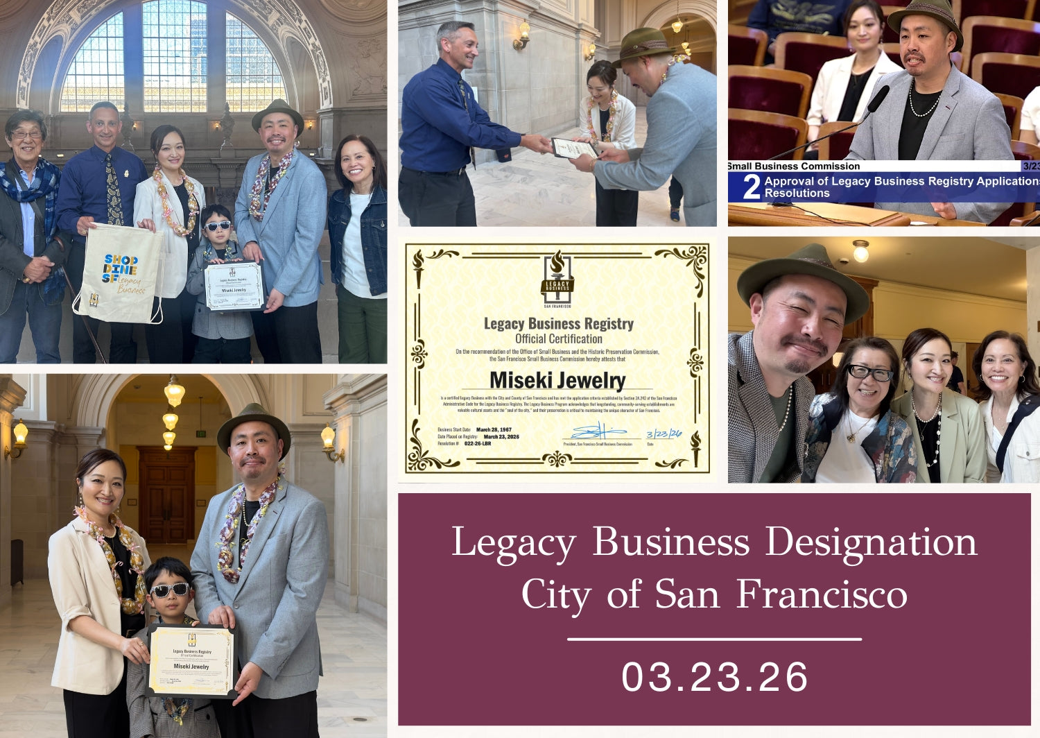 Miseki Jewelry recognized as a Legacy Business by the City of San Francisco on March 23, 2026