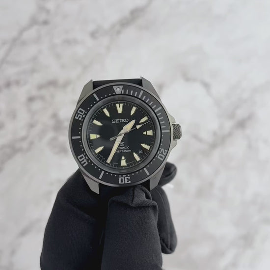 Seiko Prospex SRPL15 Diver’s Watch - 41.7mm Black Hard-Coated Stainless Steel, Black Dial with Gold Accents, 200m Water Resistance, Automatic 4R35 Movement