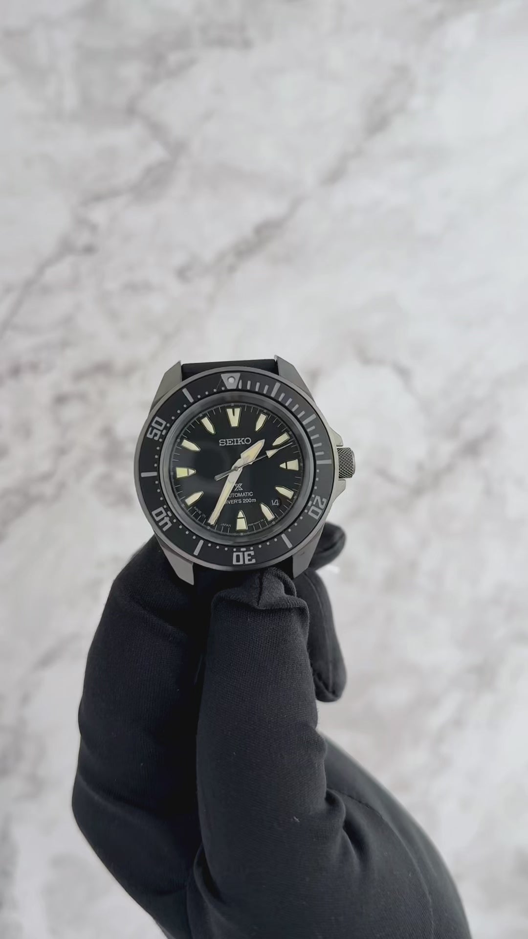 Seiko Prospex SRPL15 Diver’s Watch - 41.7mm Black Hard-Coated Stainless Steel, Black Dial with Gold Accents, 200m Water Resistance, Automatic 4R35 Movement