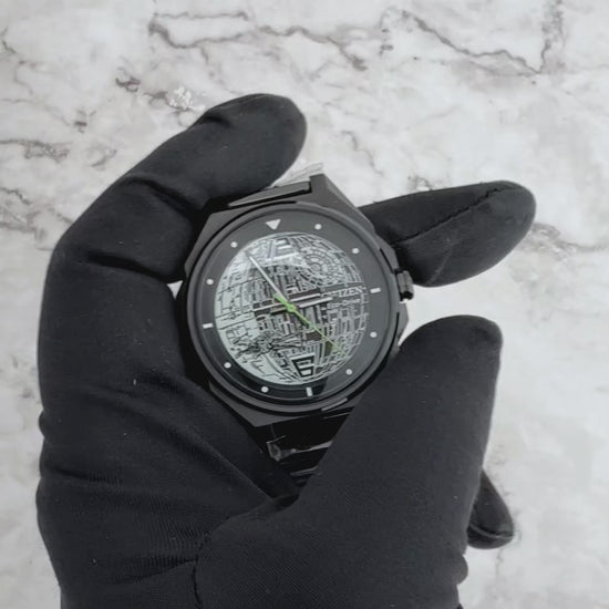 Citizen Star Wars BJ6539-50W Death Star 2 Watch – 41mm Black Ion-Plated Stainless Steel, Eco-Drive, Lightsaber Hands, Two-Tone Dial, Domed Crystal, Collector’s Edition for Star Wars Fans