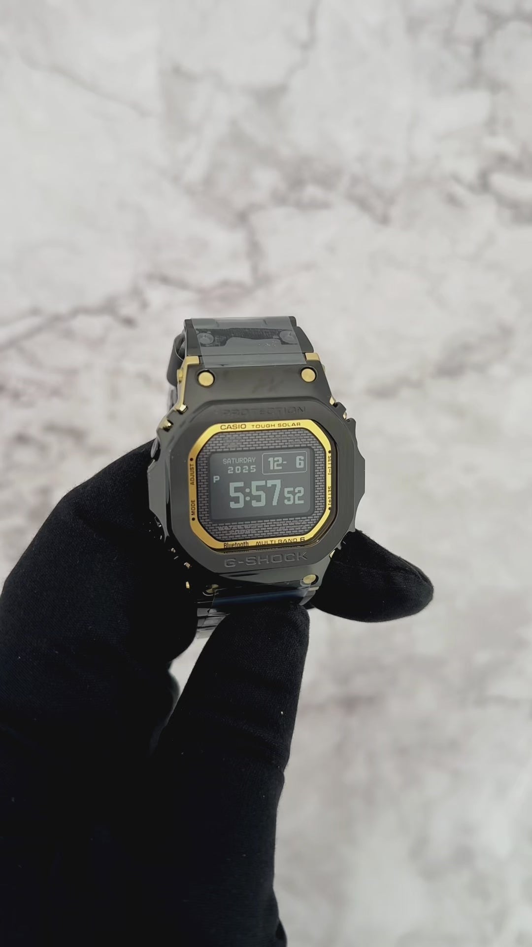 G-SHOCK GW5000HS-1 5000 Series digital watch with stainless steel core, black bio-based resin bezel and band, Tough Solar, Multi Band 6 radio-controlled timekeeping, and classic square design.