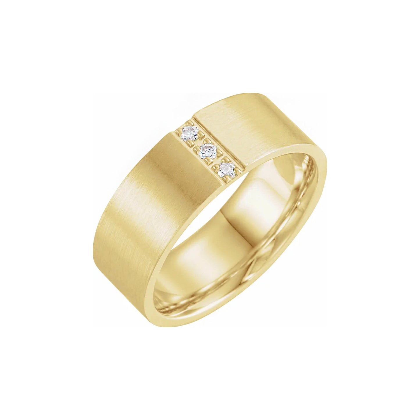 14K Solid Gold 1/10 CTW 3-Stone Natural Diamond Band