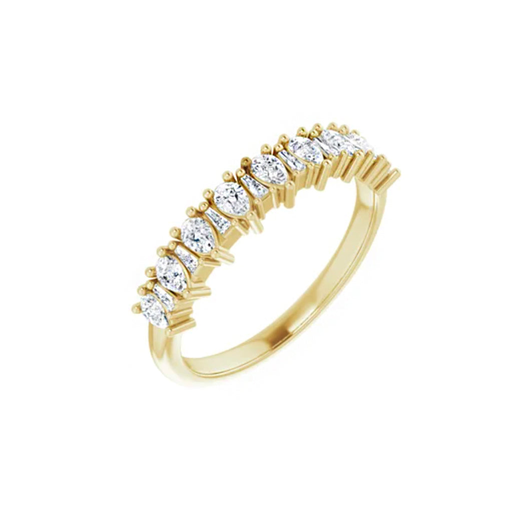 14K Solid Gold Natural Diamond Anniversary Band