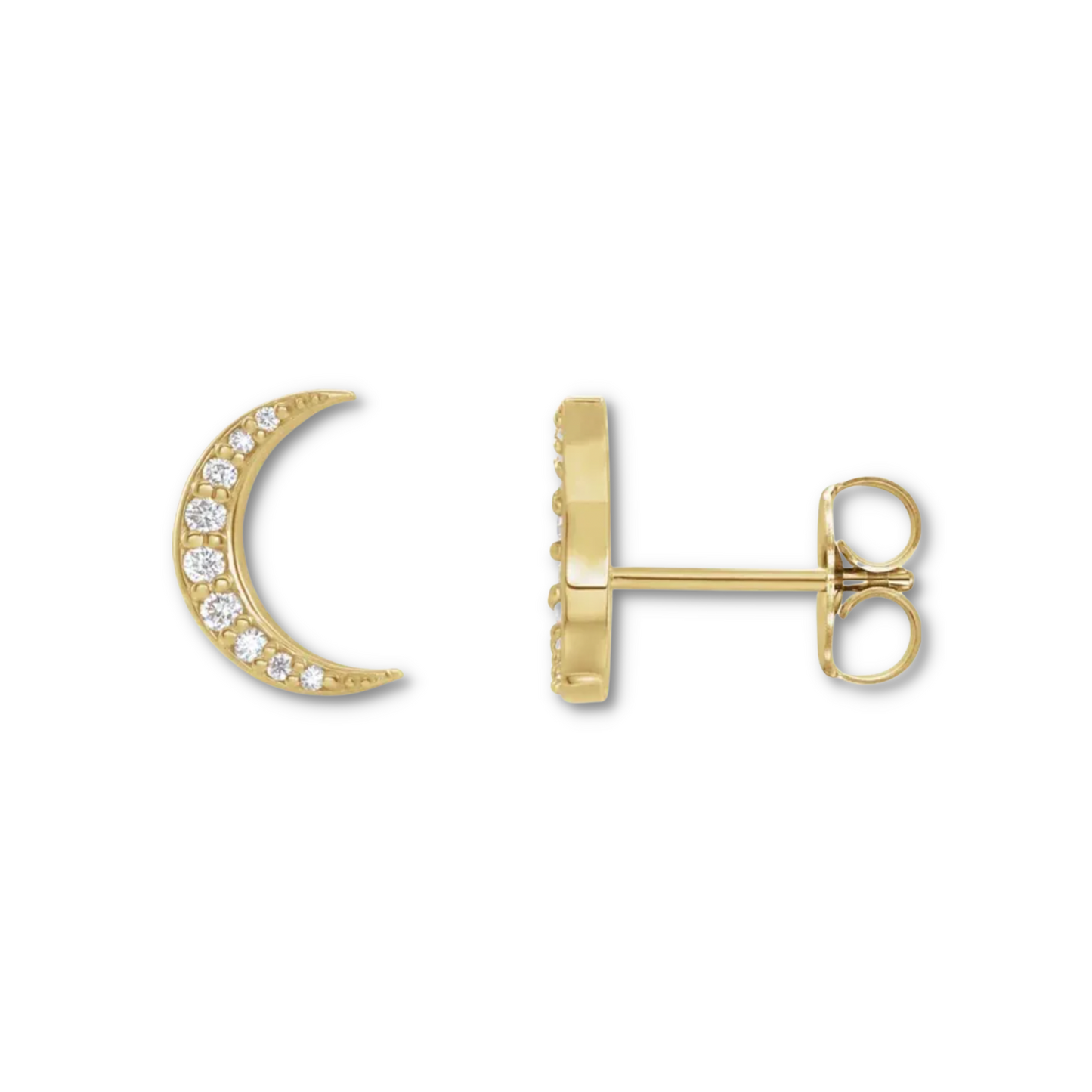 Natural Diamond Crescent Moon Earrings