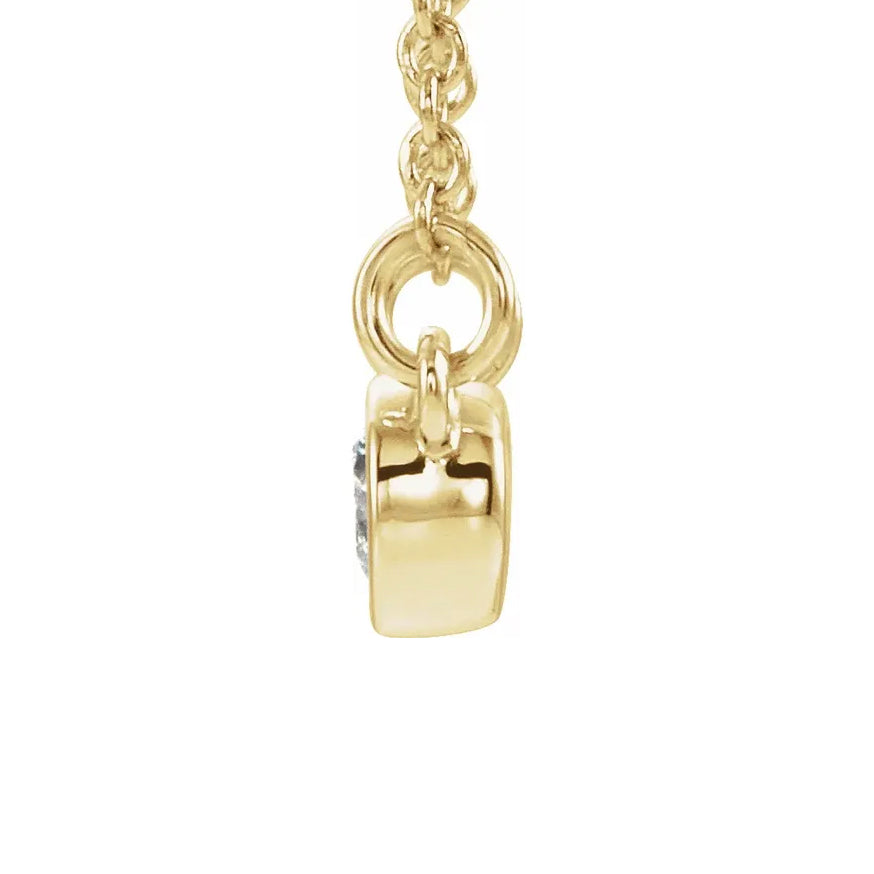 14K Yellow Solid Gold Natural Diamond 16" Necklace