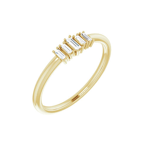 14K Yellow Solid Gold 3/8 CTW 5 Diamond Stackable Ring