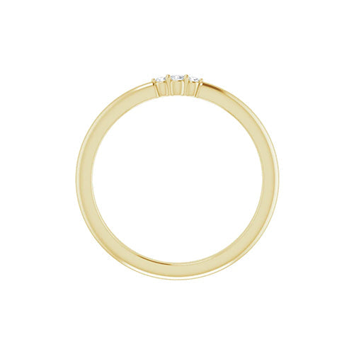 14K Yellow Solid Gold .03 CTW 3 Diamond Stackable Ring