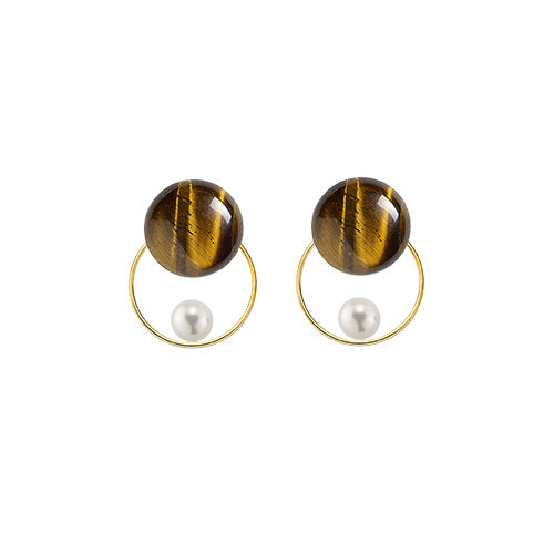 tiger's eye pearl earring