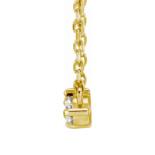 14K Yellow Solid Gold Three-Stone 18" Necklace