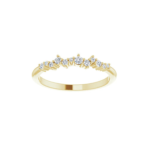 14K Yellow Solid Gold 1/8 CTW 12 Diamonds Stackable Ring