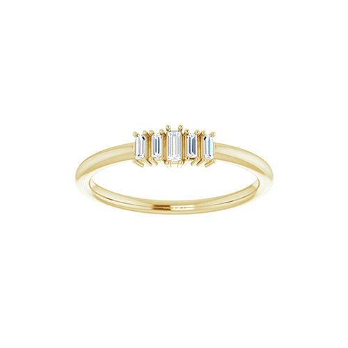 14K Yellow Solid Gold 3/8 CTW 5 Diamond Stackable Ring