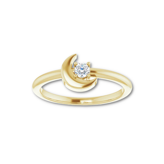 14K Gold 1/10 CT Natural Diamond Celestial Ring