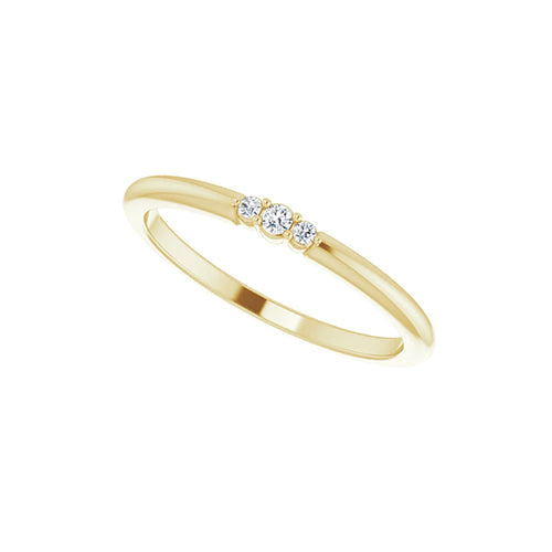 14K Yellow Solid Gold .03 CTW 3 Diamond Stackable Ring