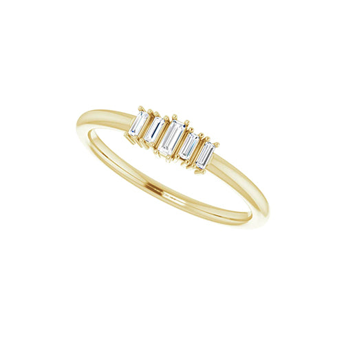 14K Yellow Solid Gold 3/8 CTW 5 Diamond Stackable Ring