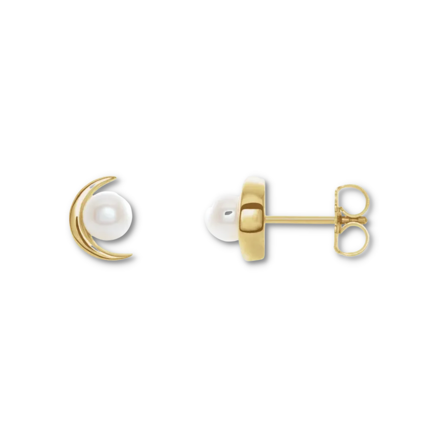 Crescent + Cultured Freshwater Pearl Earrings