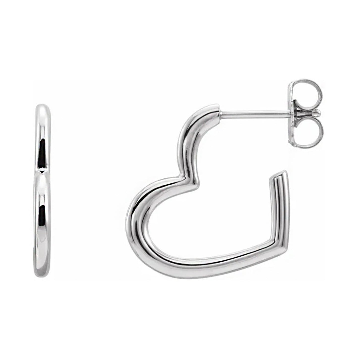 Sterling Silver Heart Hoop Earrings