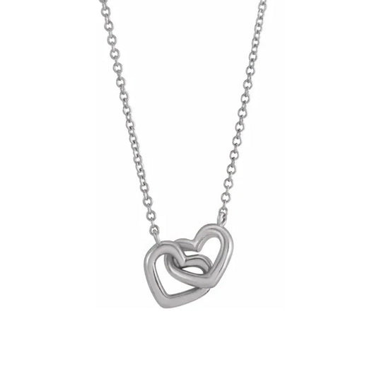 Sterling Silver Interlocking Heart 16" Necklace