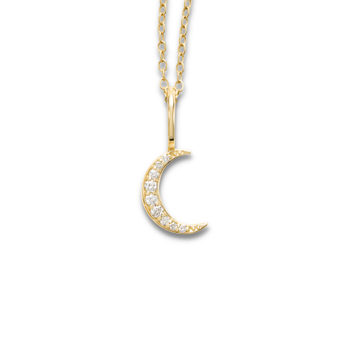 Natural Diamond Crescent Moon Pendant 14K Gold .07 CTW