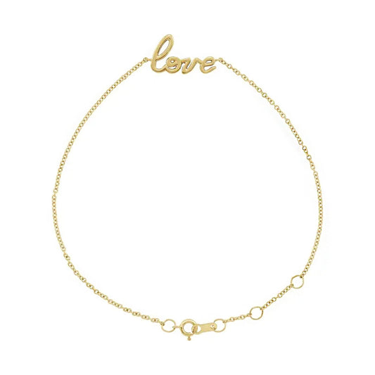 14K Solid Gold Love 6 1/2-7 1/2" Bracelet