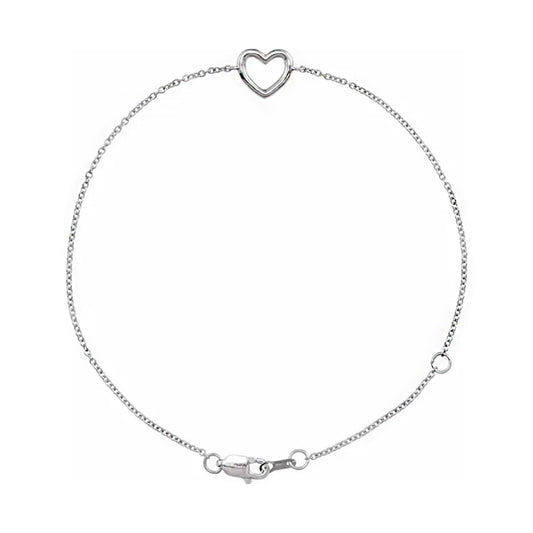 Sterling Silver Heart 6 1/2-7 1/2" Bracelet