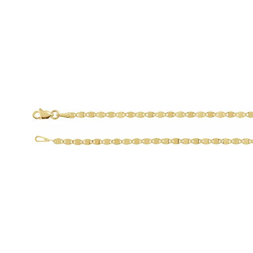 14K Solid Gold2.7 mm Mirror Link Chain Necklace / Bracelet