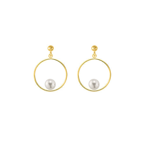 14/20 Yellow Gold Filled Circle Pearl Earring