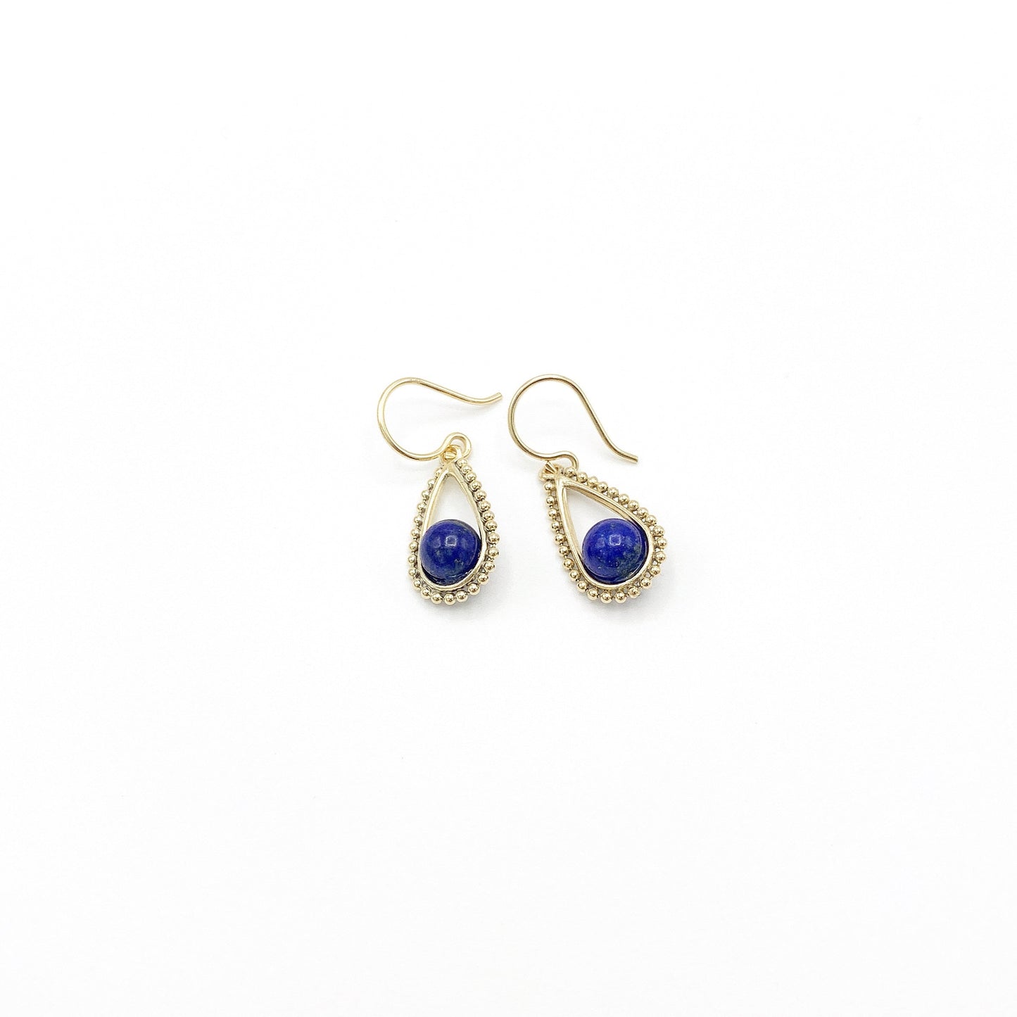 Lapis Lazuli 14/20 Yellow Gold-Filled Beaded Teardrop Earring