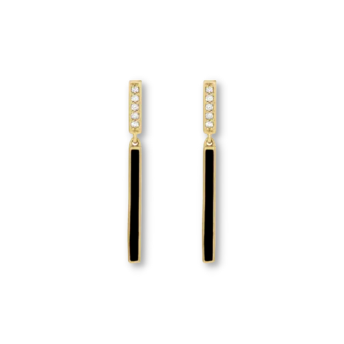 Black Enamel Bar Earrings