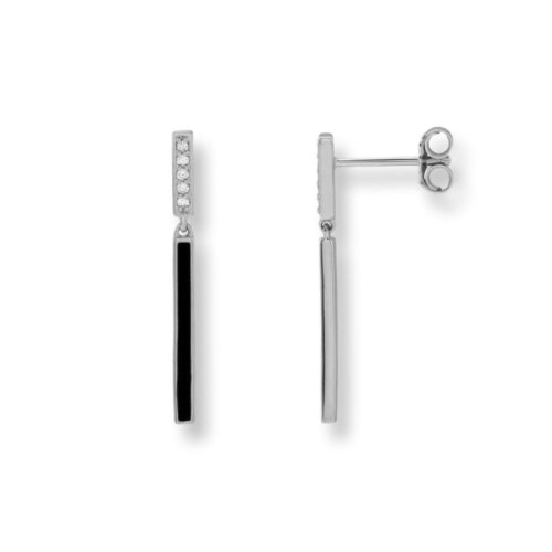 Black Enamel Bar Earrings