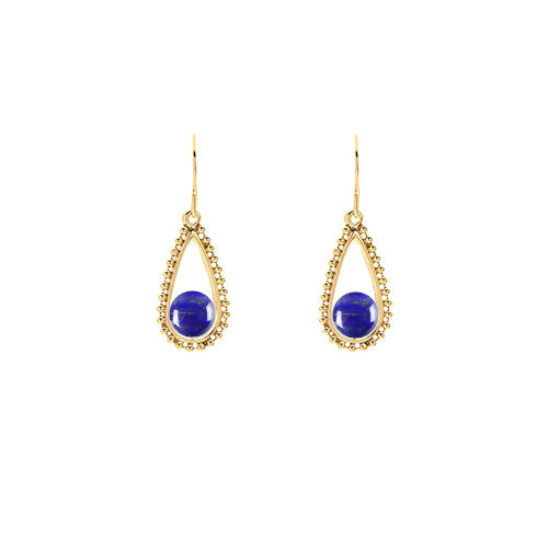 Lapis Lazuli 14/20 Yellow Gold-Filled Beaded Teardrop Earring
