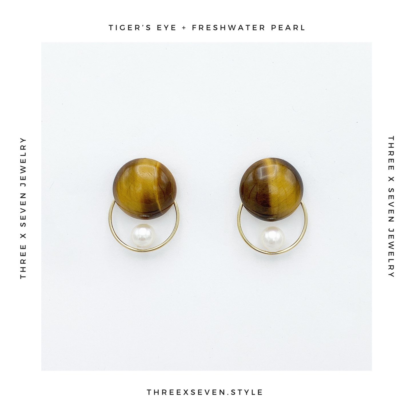 tiger's eye pearl earring