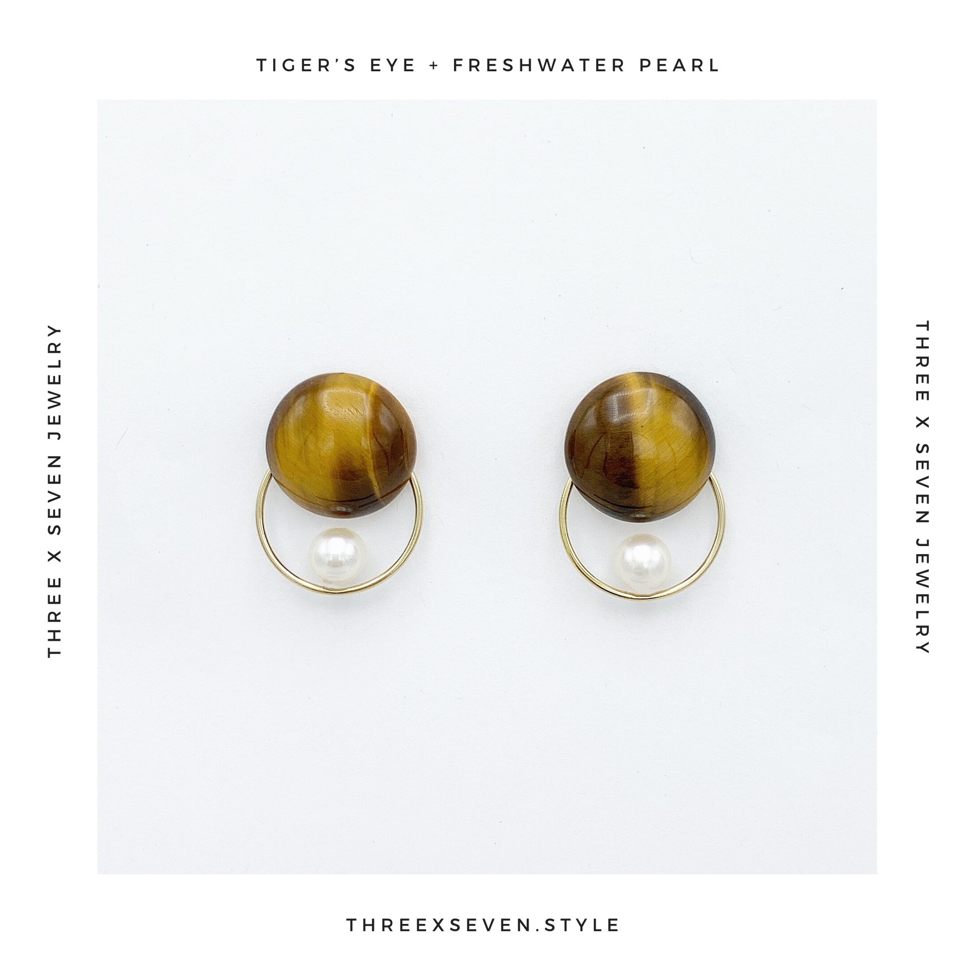 tiger's eye pearl earring