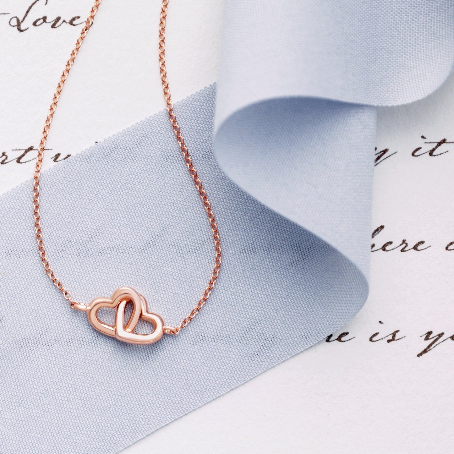 14K Solid Gold Interlocking Heart 16" Necklace