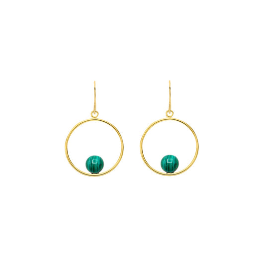 Malachite in GF Round Earring