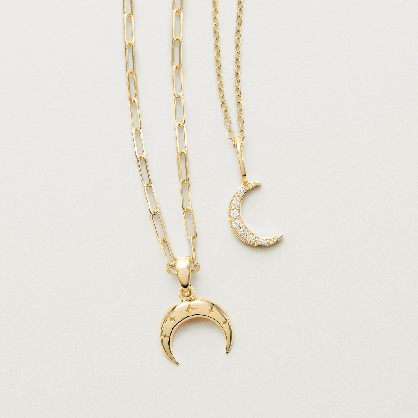 Natural Diamond Crescent Moon Pendant 14K Gold .07 CTW